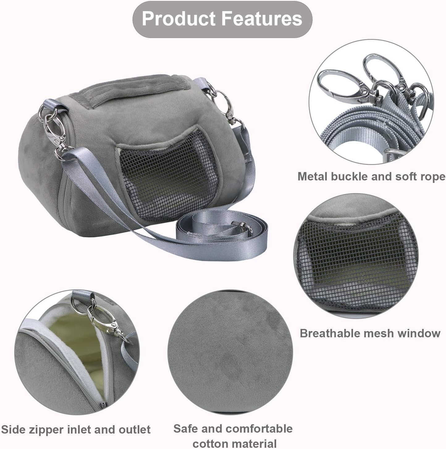 Hamster Travel Carrier Portable Outgoing Breathable with Adjustable Shoulder Strap Pet Carrying Bag for Sugar Glider Hamster Rat ChipmunkW250911