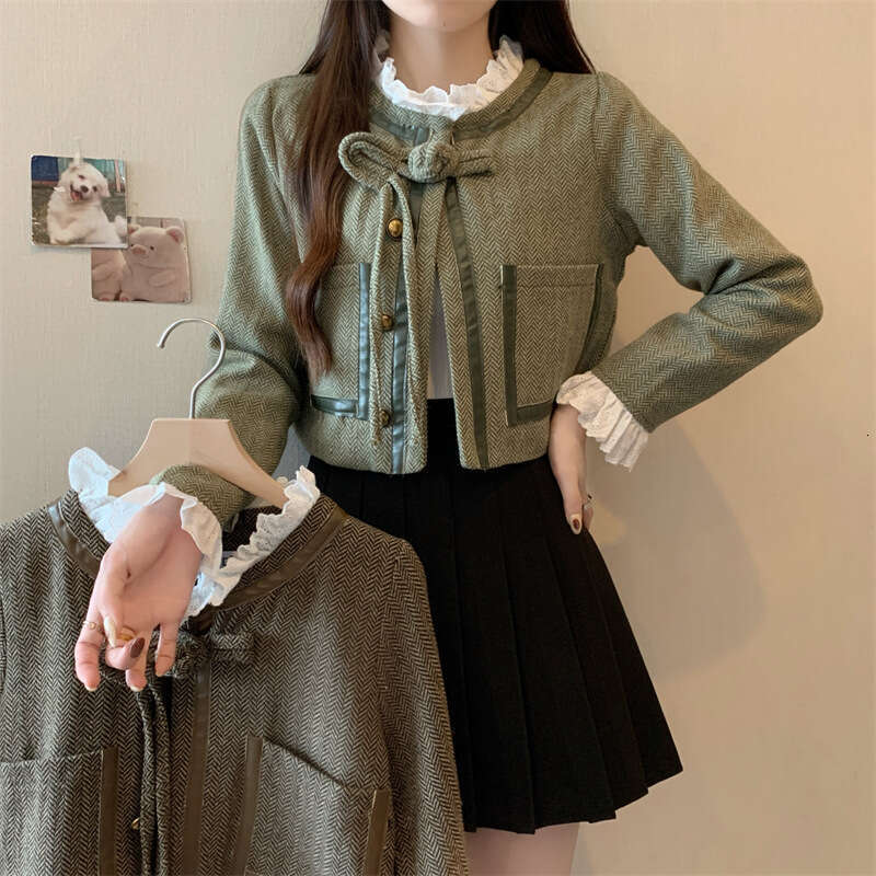 DHEssentials Lined Spring and Autumn French Style Chanel-Inspired High-End Lace Coat for Women Elegant Short Top