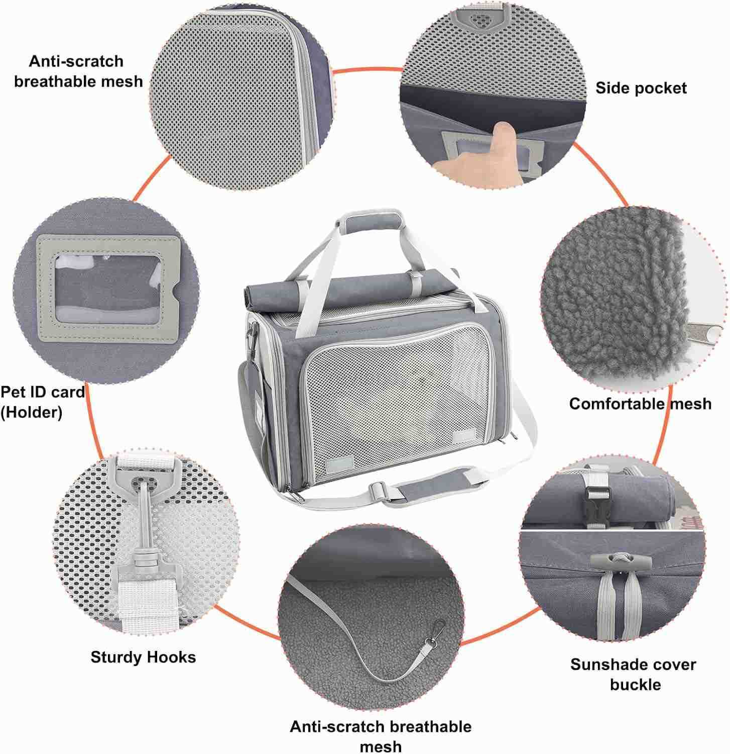 Pet Carrier Soft Sided Cat Carrier for SmallMediumLarge Cats Puppies Up to 16 lbs Collapsible Cat Bag for Outdoor Travel TSA Airline Approved with Pri