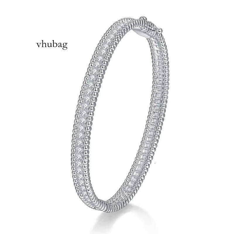 Ruizuan Charm Bracelets Moissanite Hand Bracelet for Men Sier