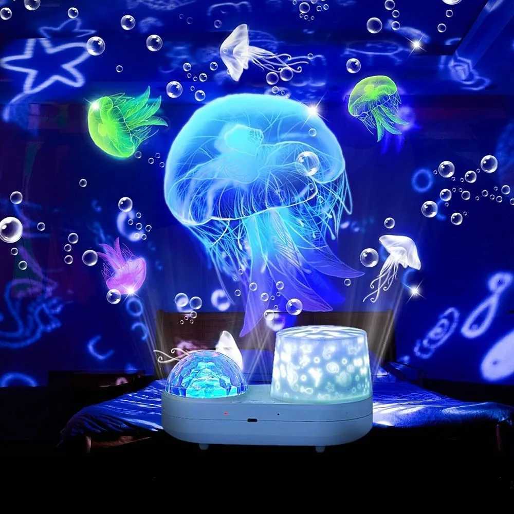 Ocean Light Projector for Bedroom Led Star Galaxy Sky Wave Color Rotating Underwater Wall Projection 3D Lamp Stereo Kids Gifts C251122