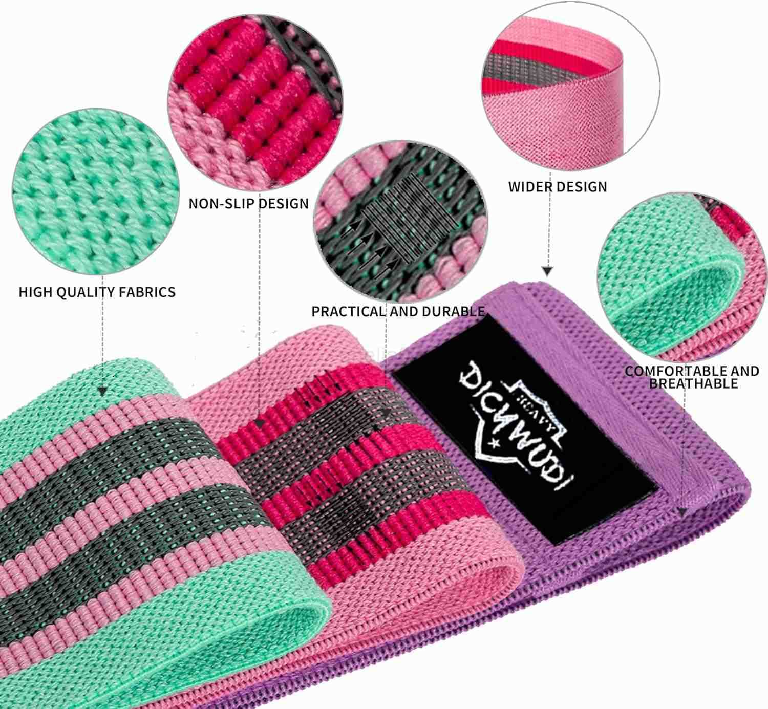 Fabric Resistance Bands for Working Out 6Pack NonSlip Exercise Bands for Women and Men Fabric Booty Bands for Home Fitness Pilates Stretching W250912