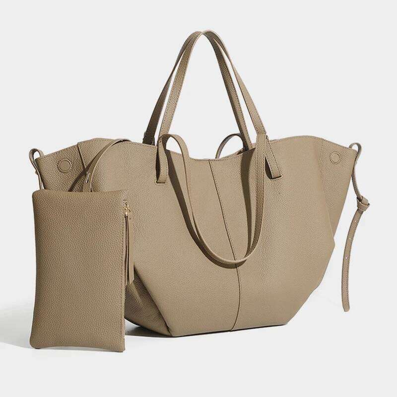 Hifashion 2 Pcs/Set Genuine Leather Tote For Women 2025 Designer Large Work Shoulder Bags Shopping Laies Handbags