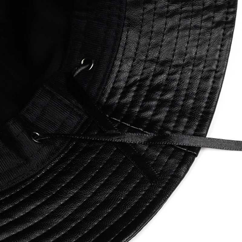 2020 new bucket hat faux ather bucket hats PU cotton solid top mens and wens fashion bucket Panama fisherman s G250910