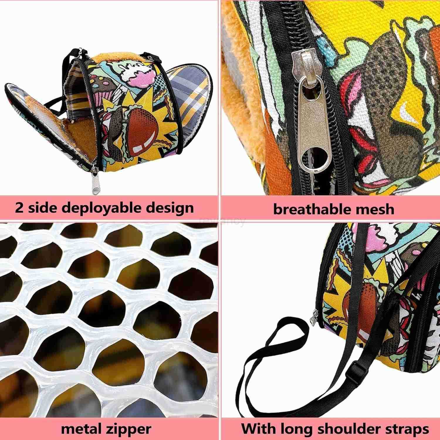 Hamster Carrier Bag Gerbil Outgoing Travel Pouch Sugar Glider Breathable Carrying Strap with Zipper Suitable for Rat Hamster MiceW250912