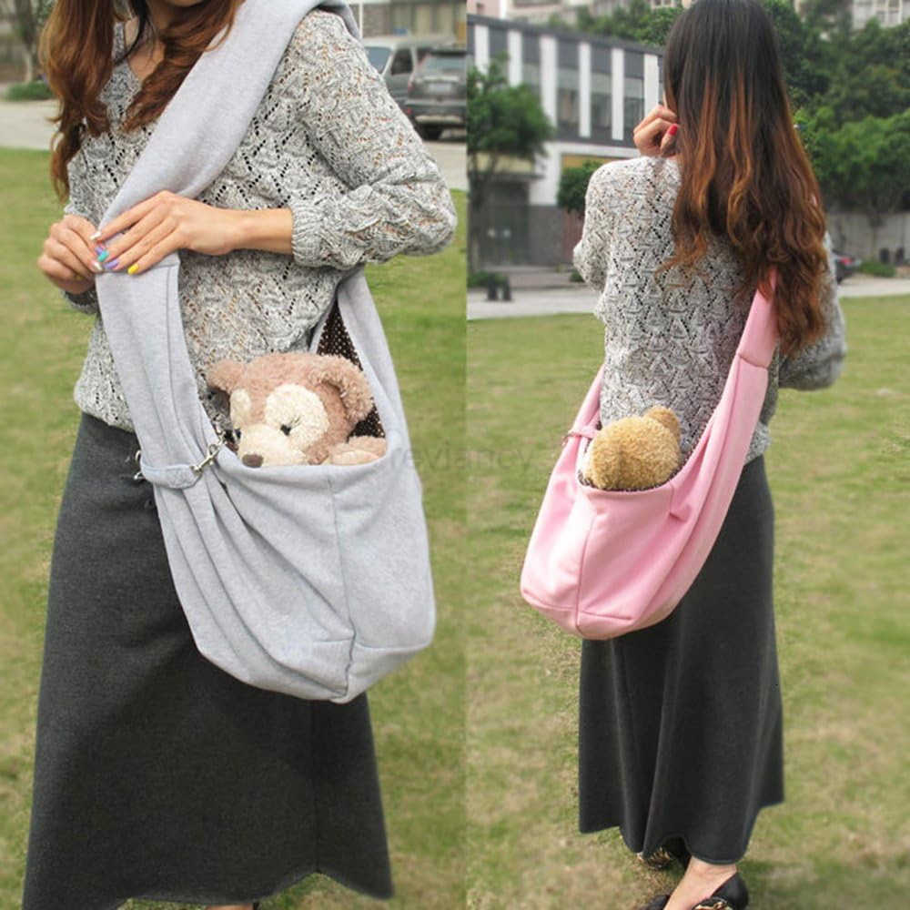 Pet Sling Carrier Bag Travel Tote for Cats Dogs Up to 16 lbs GrayW250912