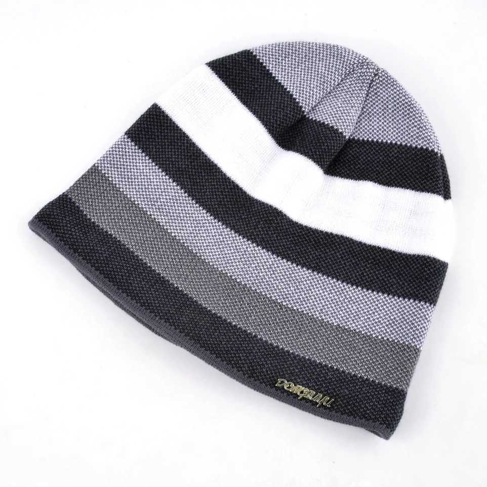 Mens Sklies Hat Bonnet Winter Beanie Knitted Wool Hat Plus Velvet Thicker Stripe Skis Sports Beanies Hats for men G250910