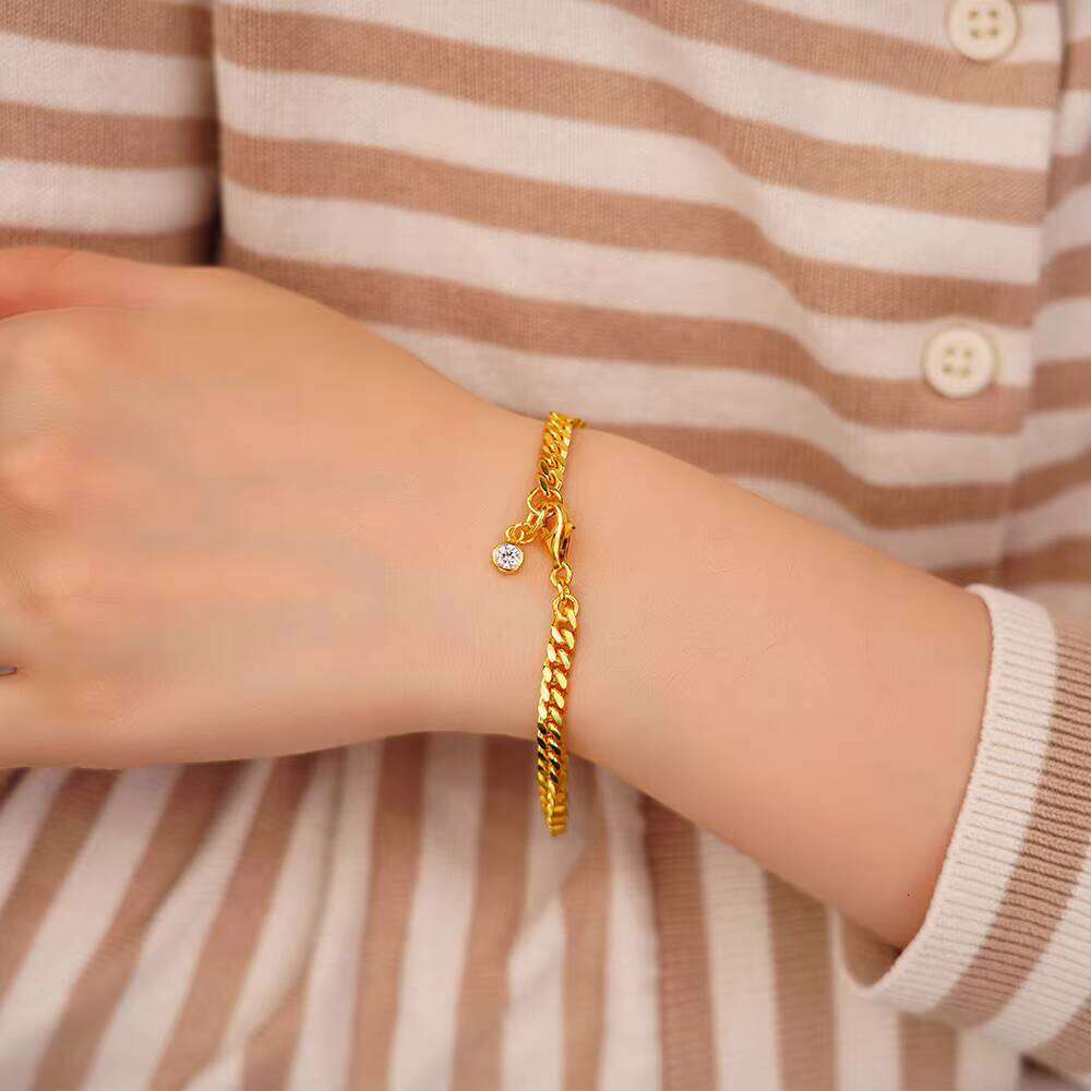 High Quality Sterling Sier Fashion Fine Jewelry Gold Plated Figaro Link Hand Chain Chunky Moissanite Bracelet