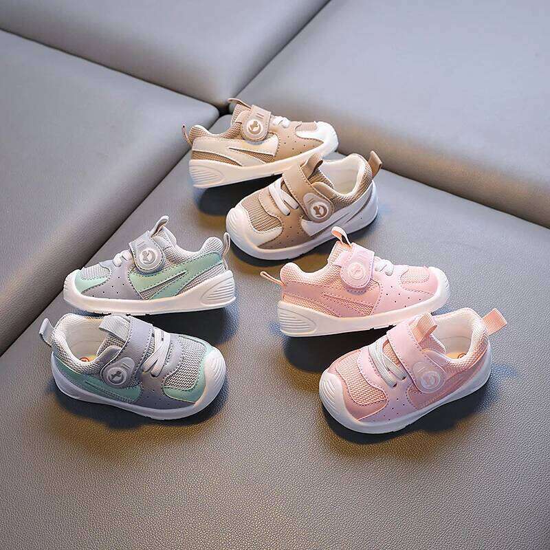 Boys Girls Spring and Fall New 1-2 Years Old Breathable Leather Walking Shoes Fashion Simple Baby Lightweight Sneakers