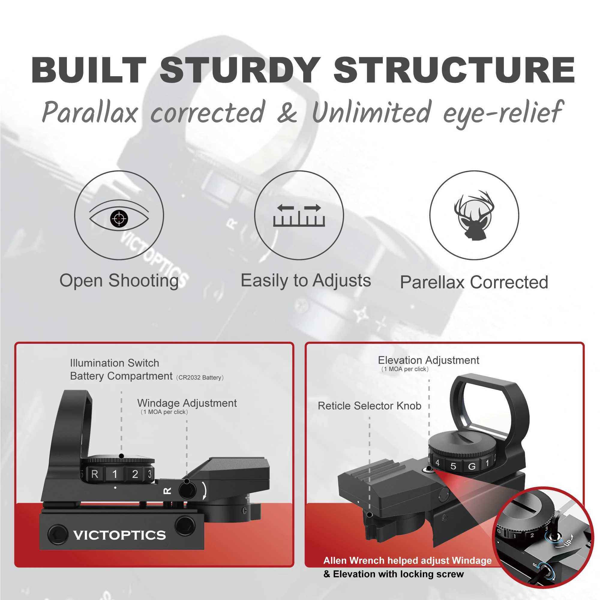 VicOptics Z1 1x23x34 Red Dot Scope Hunting Riflescope 21mm 20mm Weaver Reflex Collimator Sight For Airsoft 223 C250912