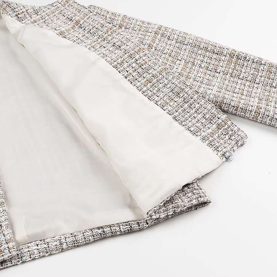 DHEssentials 2025 Autumn New French Style Small Chanel Button Textured Round Neck Long Sleeve Blazer