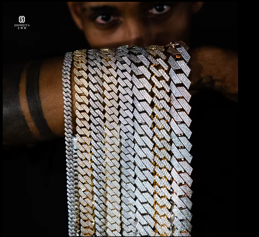 8MM Moissanite Cuban Chain 925 Sterling Silver Moissanite Cuban Link Chain Punk Cuban Chain Hip Hop Silver Necklace Bracelets