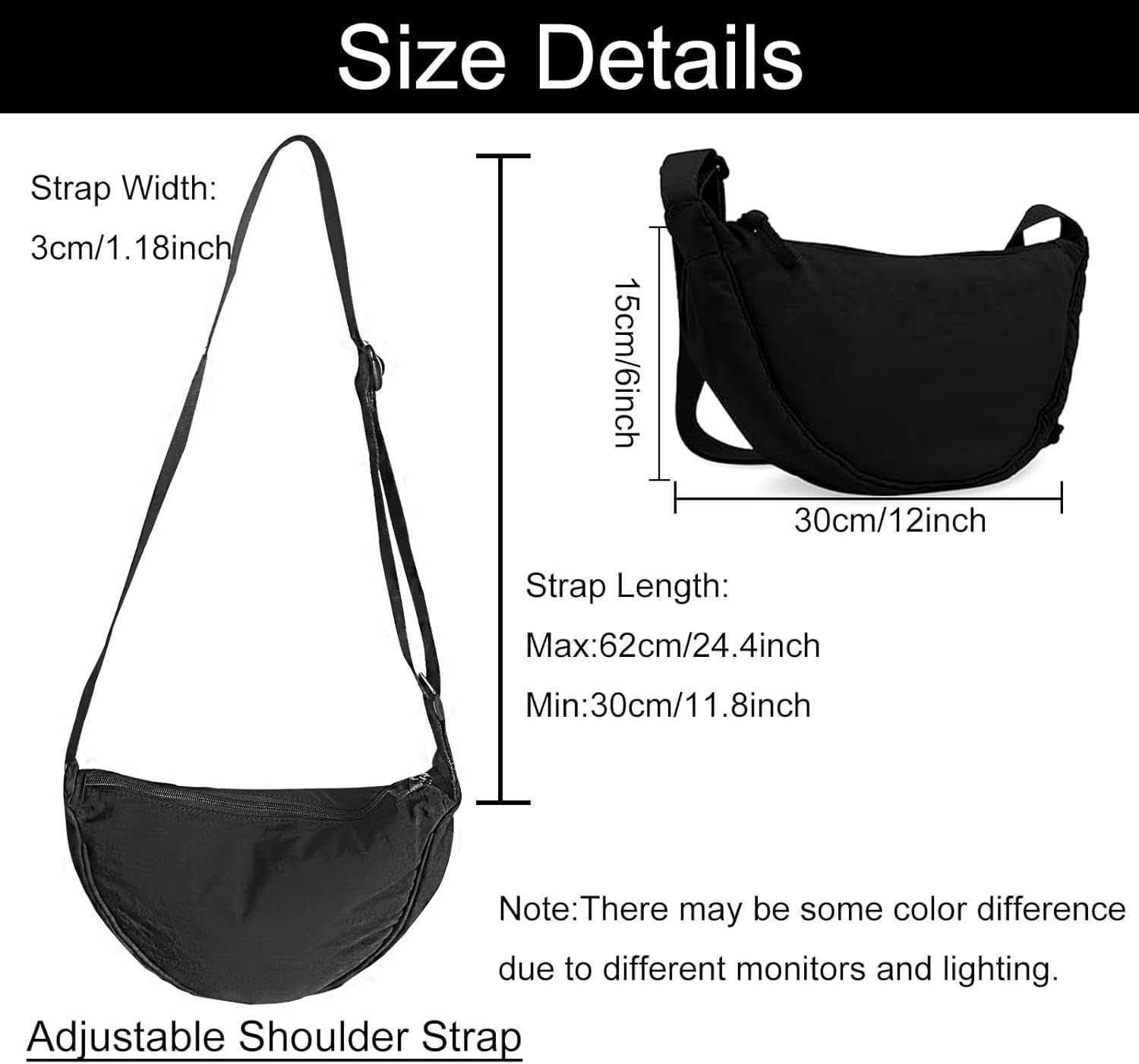 Bag for Women Men Small Nylon Crossbody Lightweight Shoulder Purse Travel Waist BagW250912