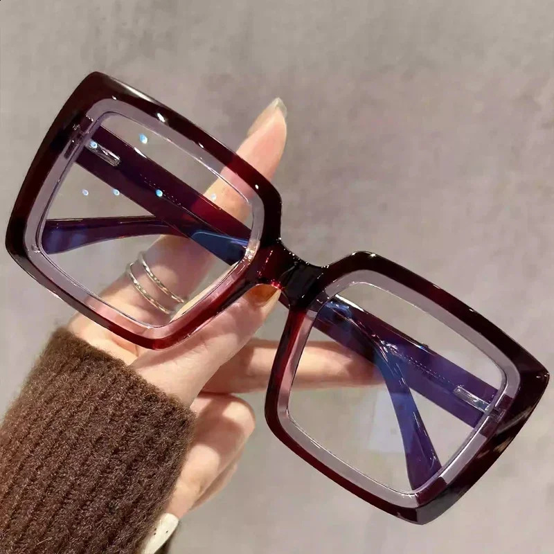 CLLOIO Square Antiblue light Large Frame Eyeglasses fashion street Optical Reading Glasses ladies Customization Myopia 250912