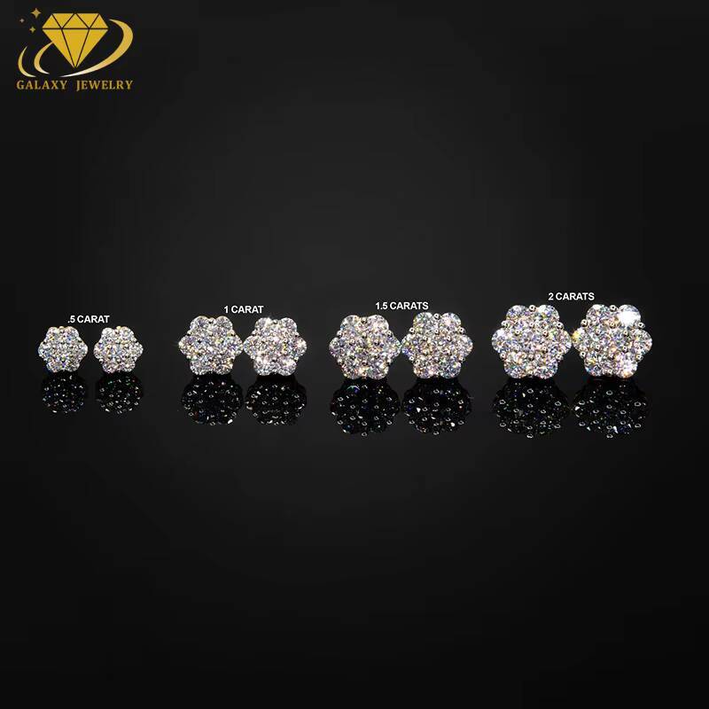 Fashion Jewelry 9MM Stud Earrings D VVS Moissanite 925 Silver Pass the Diamond Tester Moissanite Earring Women Men