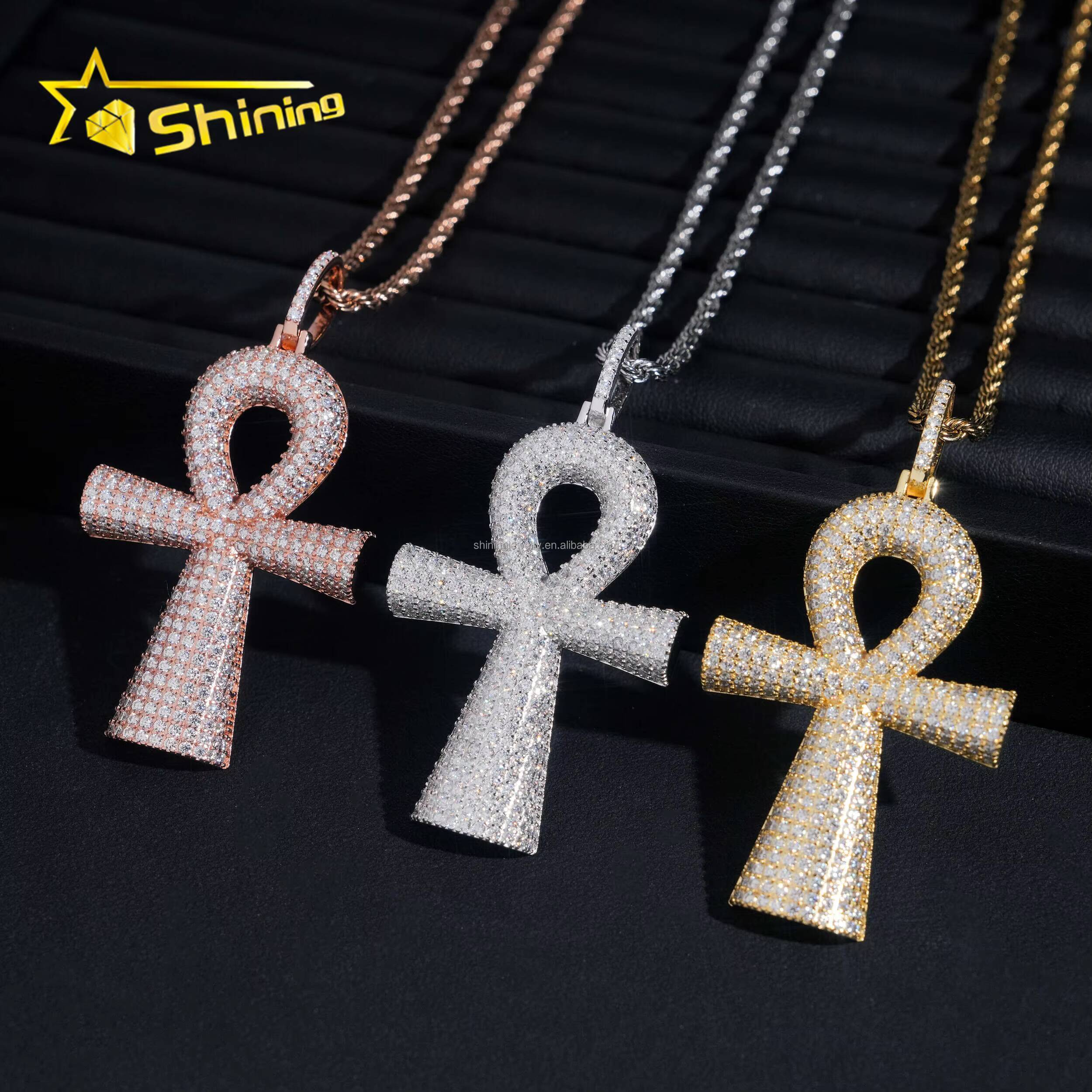 Bulk Stock New Design Hot Sale Hip Hop Stylish GRA Certificate VVS1 Moissanite Diamond S925 Silver Iced Out Man Cross Pendant