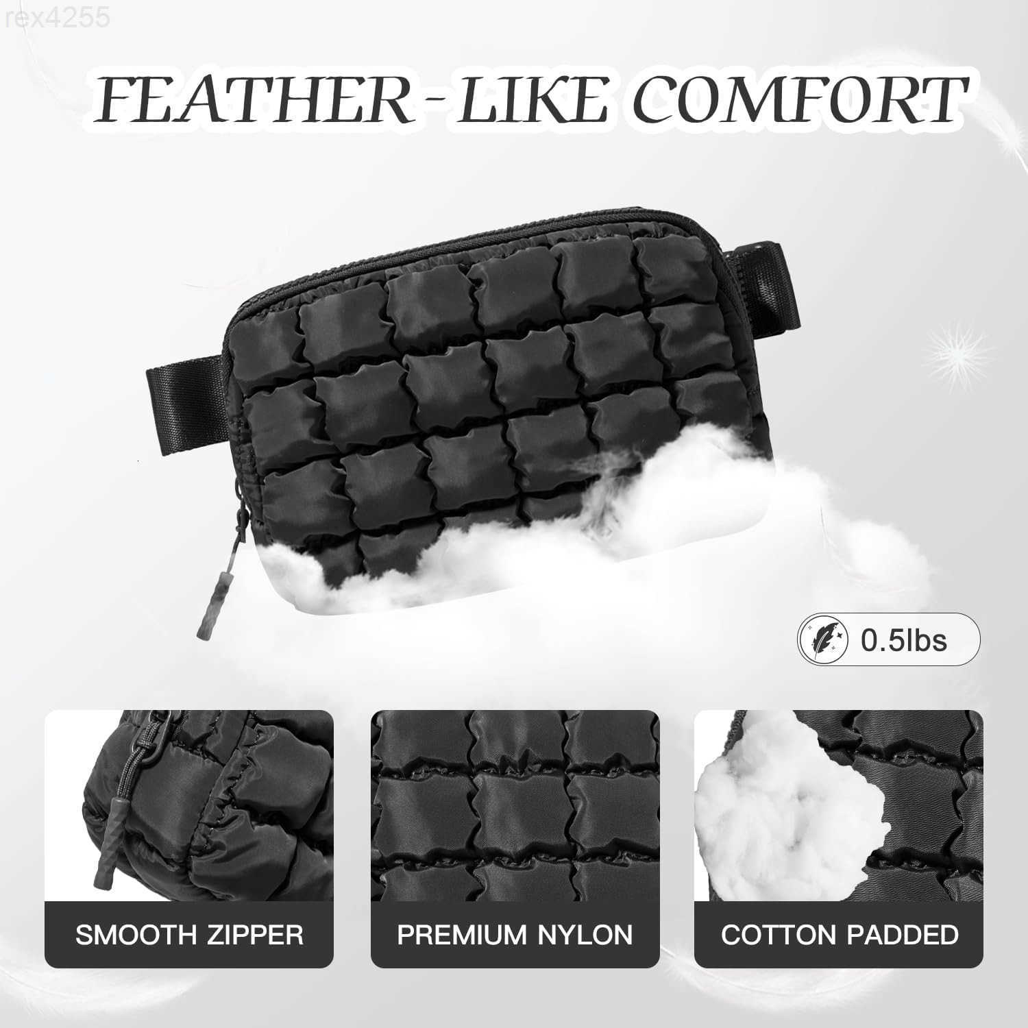 Trending Gifts for Women Puffer Crossbody Bags for Women Belt Bag Fanny Pack with Adjustable Straps Lightweight Quilted Puffy Bag Woman Gifts BlackW25