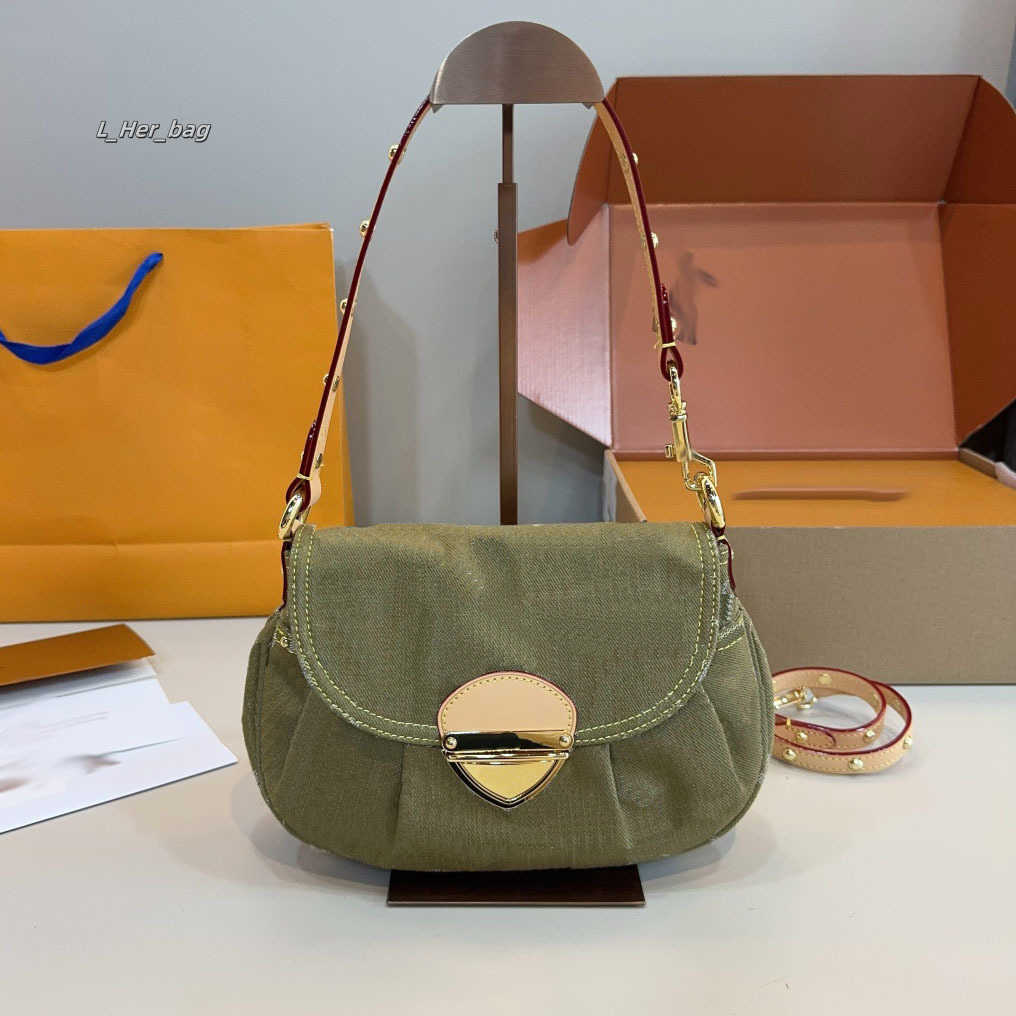 Shoulder Bags Army Green Denim Bag Womens Designer Bags Sunset Bag Underarm Purse Flap Crossbody Shoulder Bags Mirror Quality Handbag Cowboy canvas bag