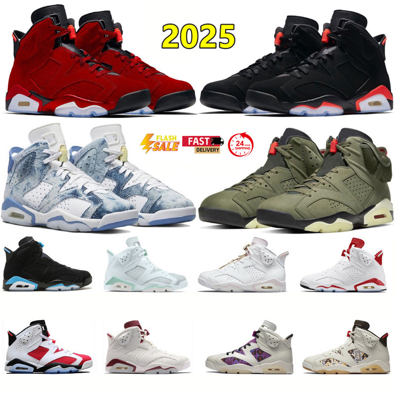 2025 designe 6 6s mens basketball shoes Revese Infaed Washed Denim UNC Too Spot Blue Metallic Sie Oeo Electic Geen Men Taines Spots Sneakes