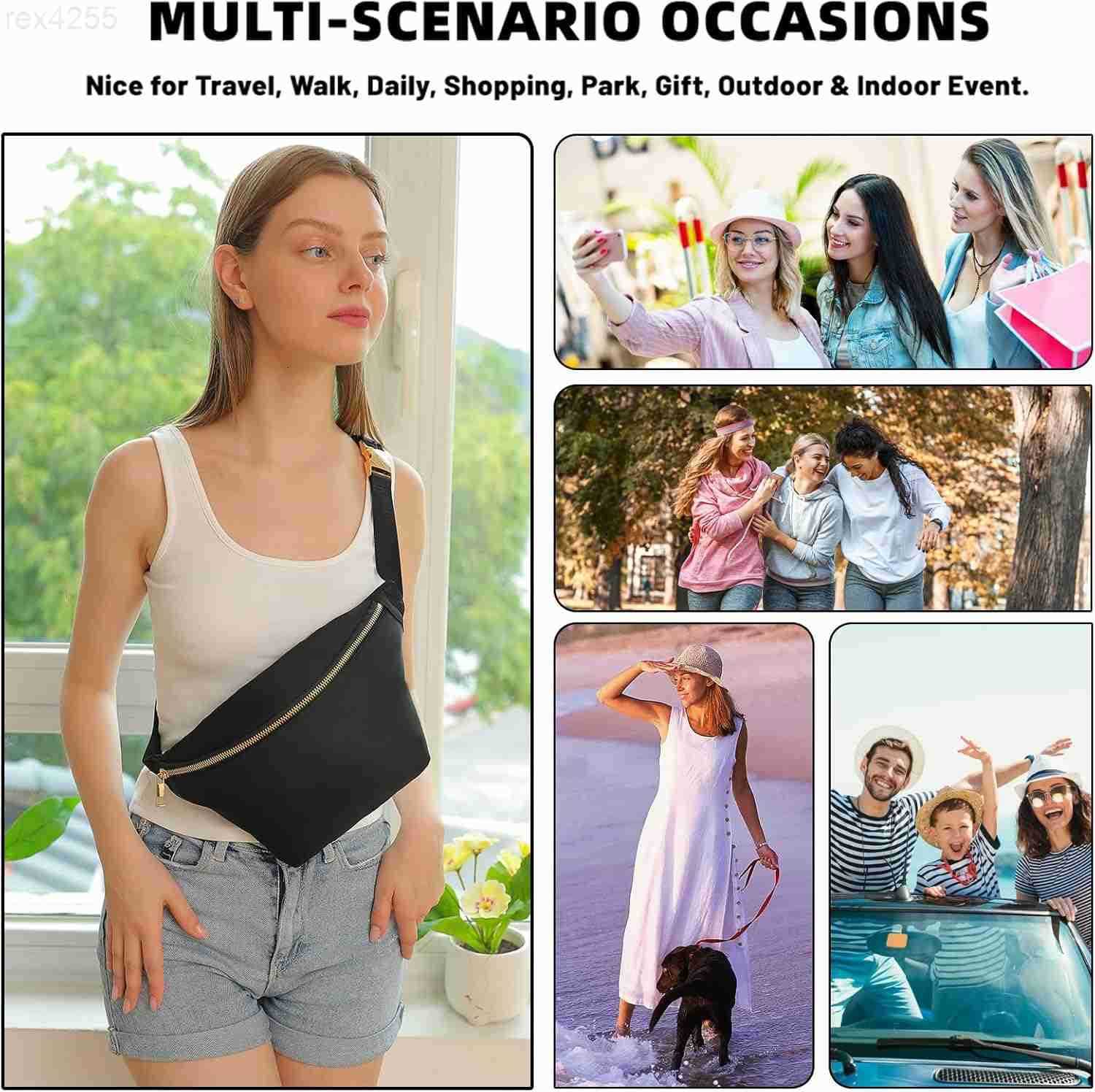 Fanny Pack Crossbody for Women Nylon Travel Waist Belt Bag BlackW250912