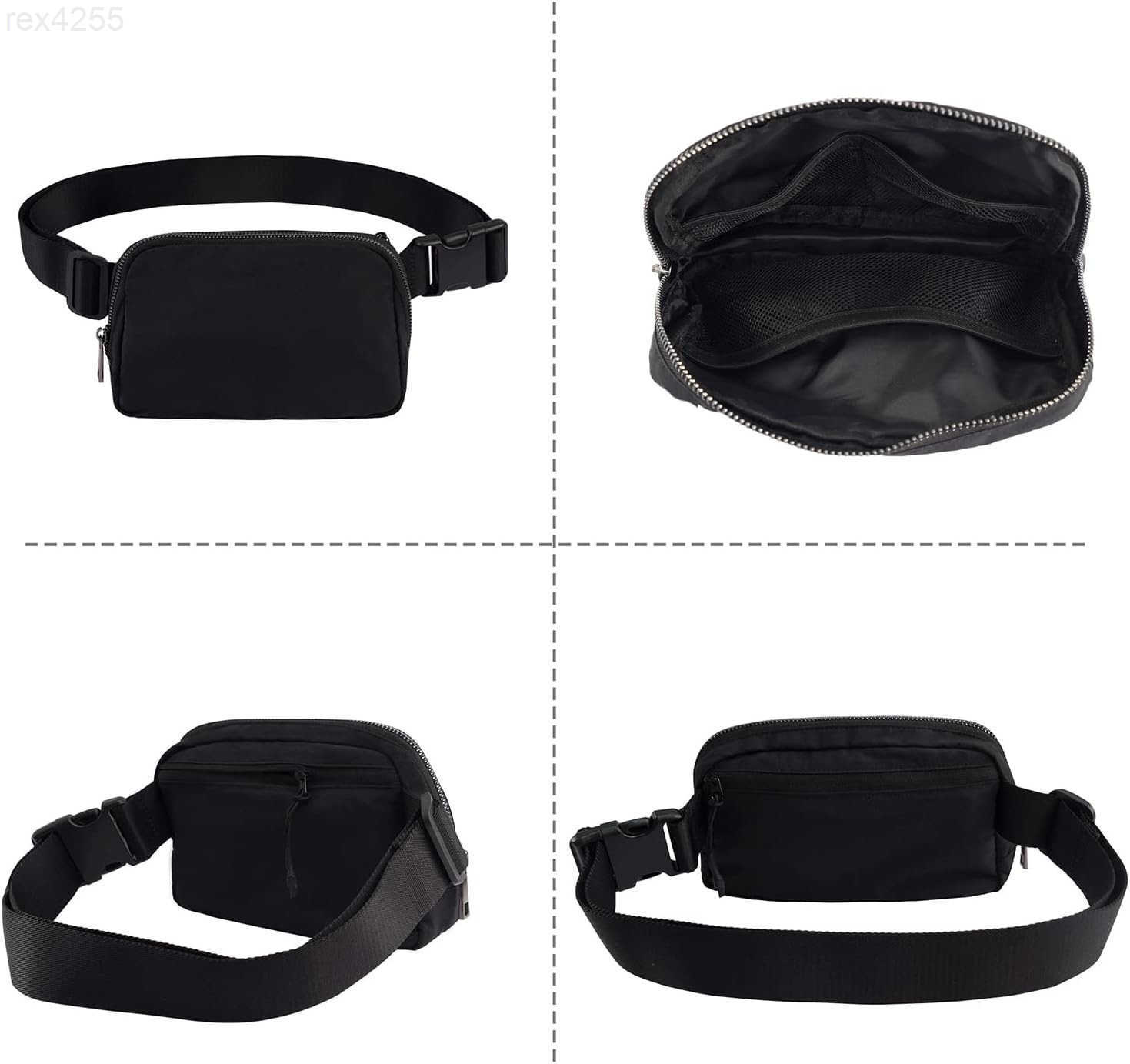 Black Mini Belt Bag Fashion Waist Packs Unisex Fanny Packs for Women Men crossbody with Adjustable Strap for Outdoors Workout Travel Casual Running Hi