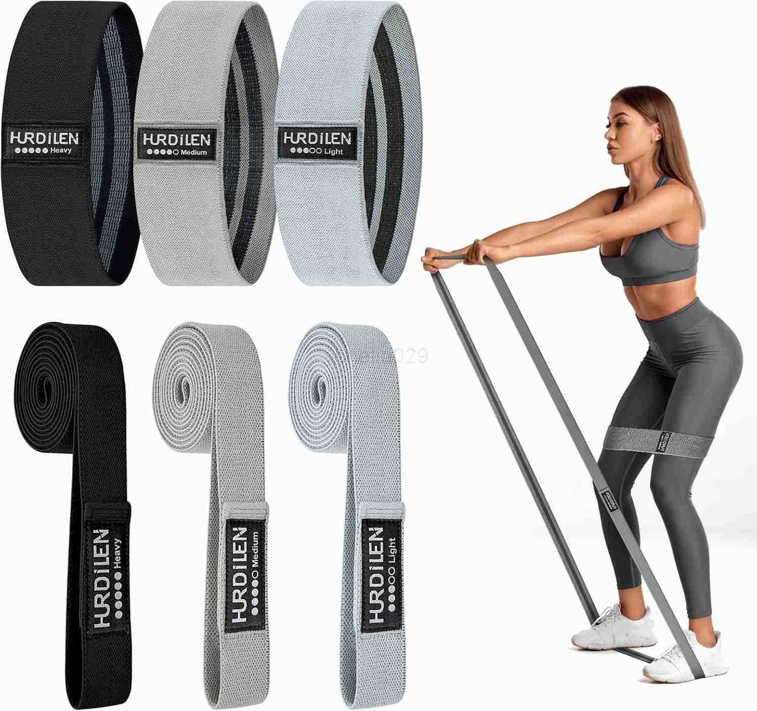 Resistance Bands for Working Out Set 3 Pcs Pull Up Bands and 3 Pcs Assistance Bands with Door Anchor for Legs Glutes Hip Fabric Loop Bands Workout Ban
