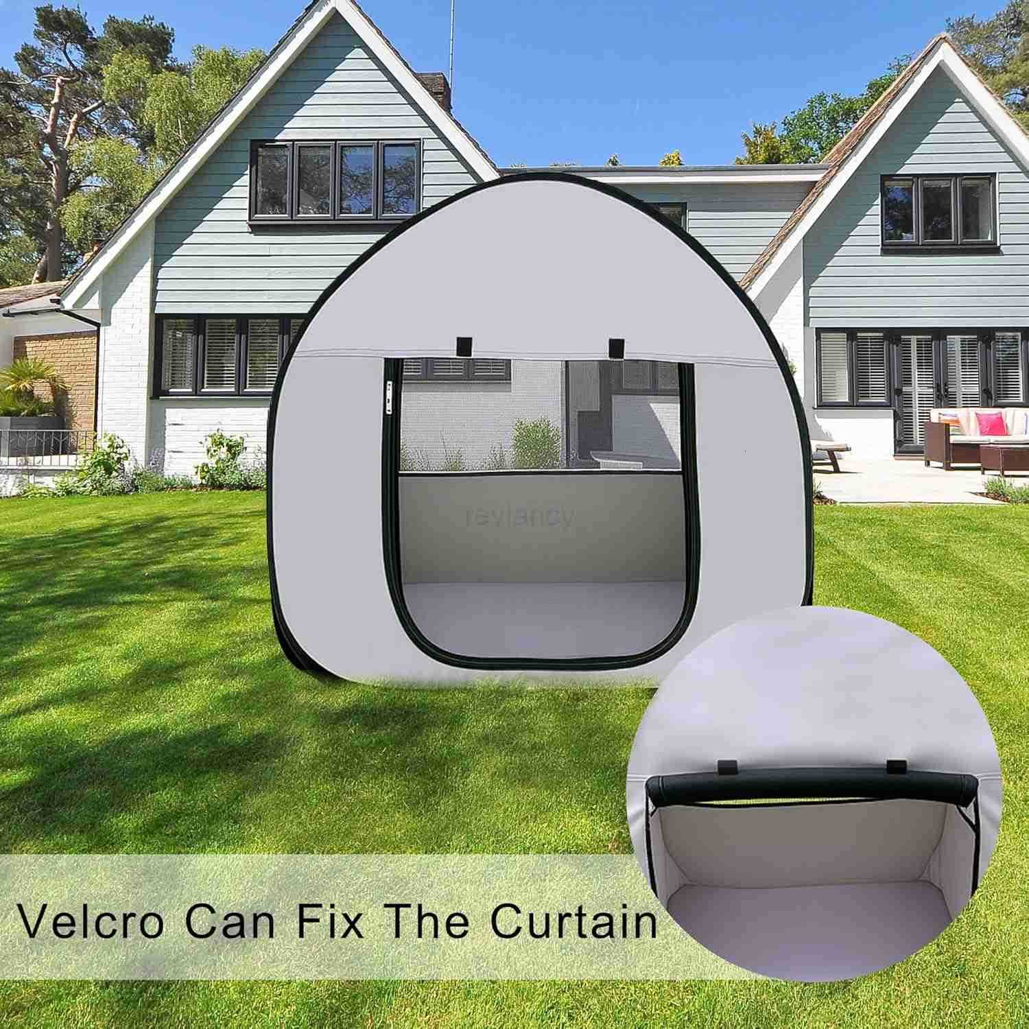 Dog Kennel Enclosure Large Portable Outdoor Pet Crate with Carry Bag Waterproof Travel Carrier for Car Camping Home GreyW250912