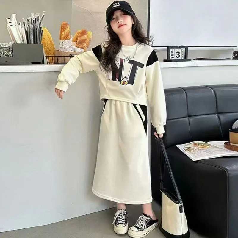 Spring and Autumn Skirt Suit Set Korean Two Piece Clothes Girl 10 To 12 Years Old Childrens Clothing Girls Kids Winter Outfit C250912