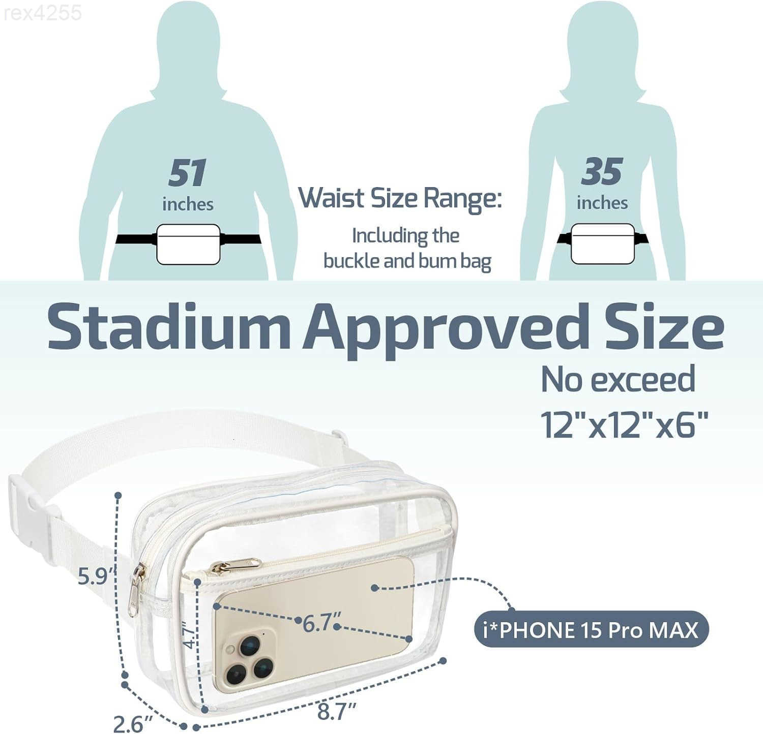 Clear Fanny Pack Stadium Approved Clear Bag for Stadium Events Large Belt Bag for Women Transparent Waist Bag Crossbody with Adjustable Strap for Spor