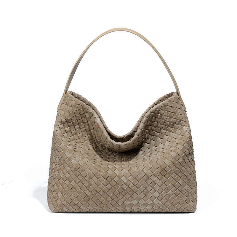 High-End Large Capacity for Women's Woven Shoulder Crossbody Underarm Bucket Suede Tote Bag