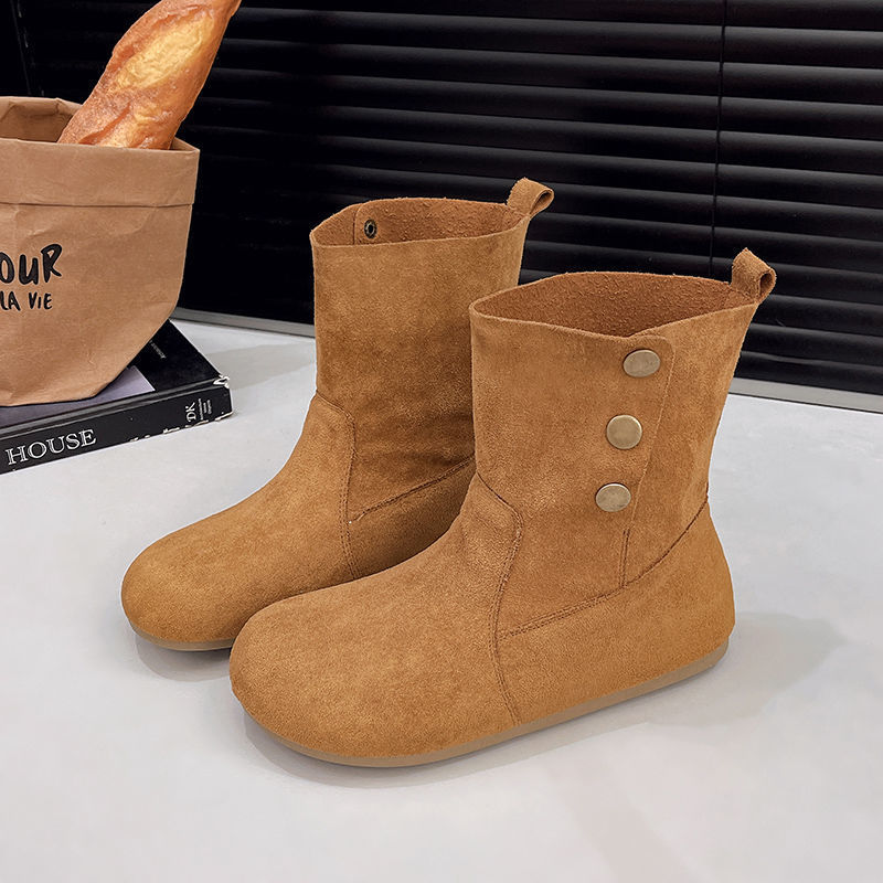 free shipping designer shoes 2025 new autumn women's versatile flat bottomed height increasing short boots fashionable and casual versatile Marti