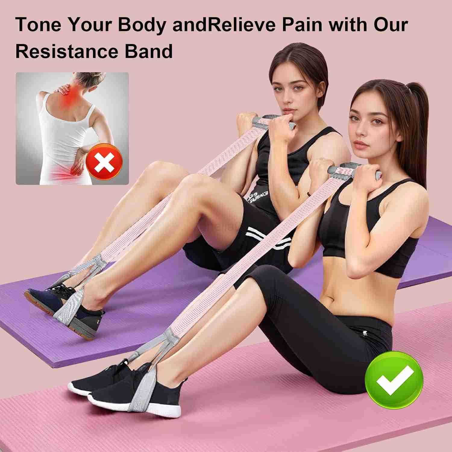 Resistance Band with Handles Resistance Bands for Women NonSlip Elastic Bands for Strength Muscle Training Stretch Band Workout Equipment for Leg Arm 