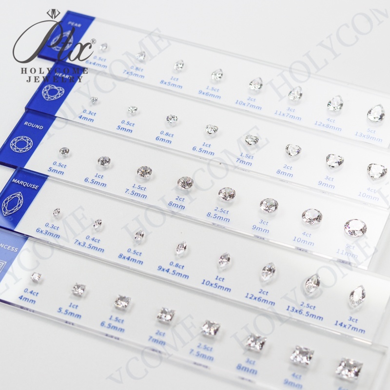 New Arrivals 10 Shape Cubic Zirconia Diamonds Ring Size Reference Comparison Chart Set Acrylic Jewelry Detectors Measuring Tools