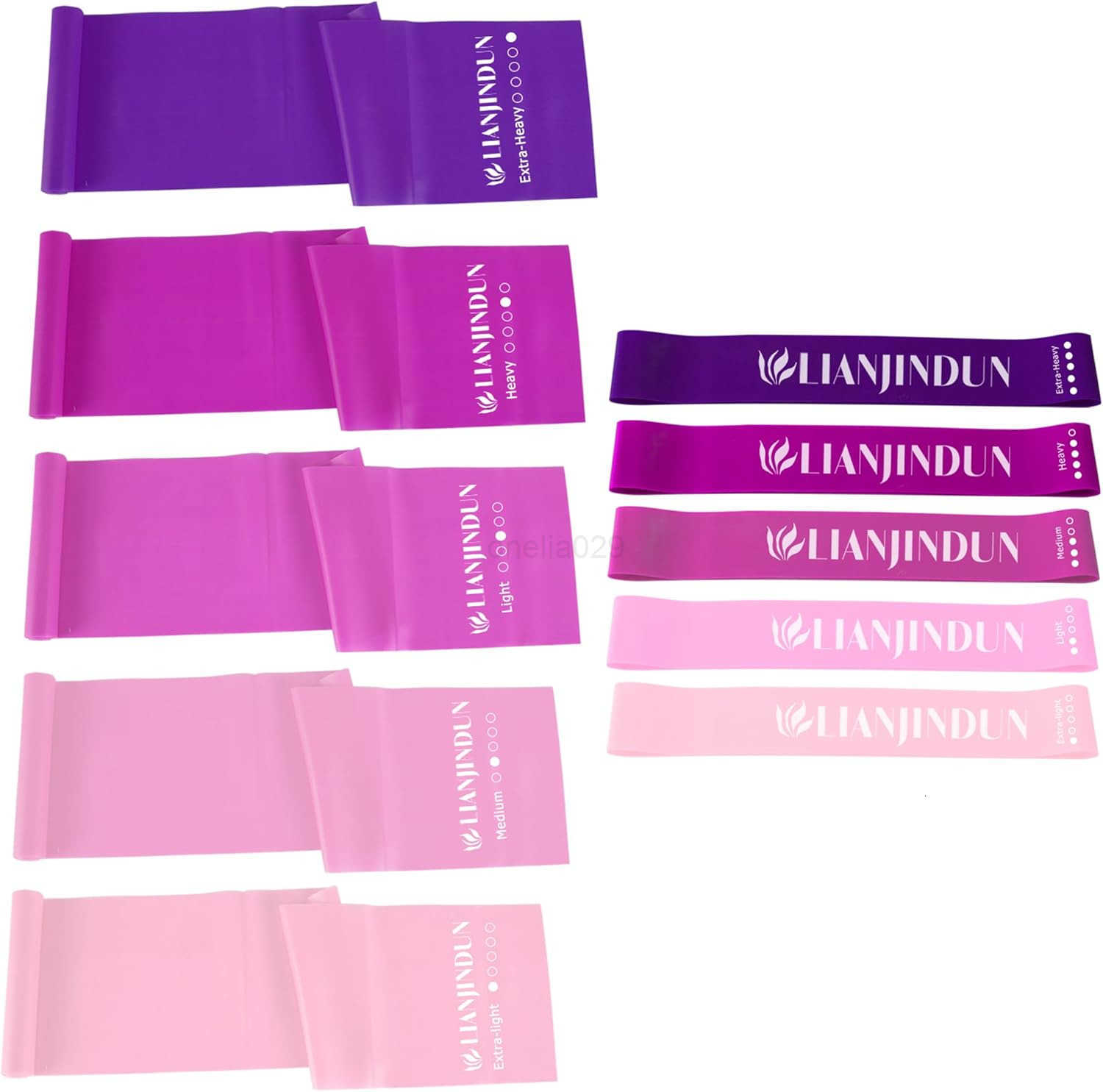 Professional 5 Pcs Long Resistance Bands and 5 Pcs Loop Bands LatexFree Work Out Bands Stretch Bands for Working Out Women or Men Exercise Bands Set f