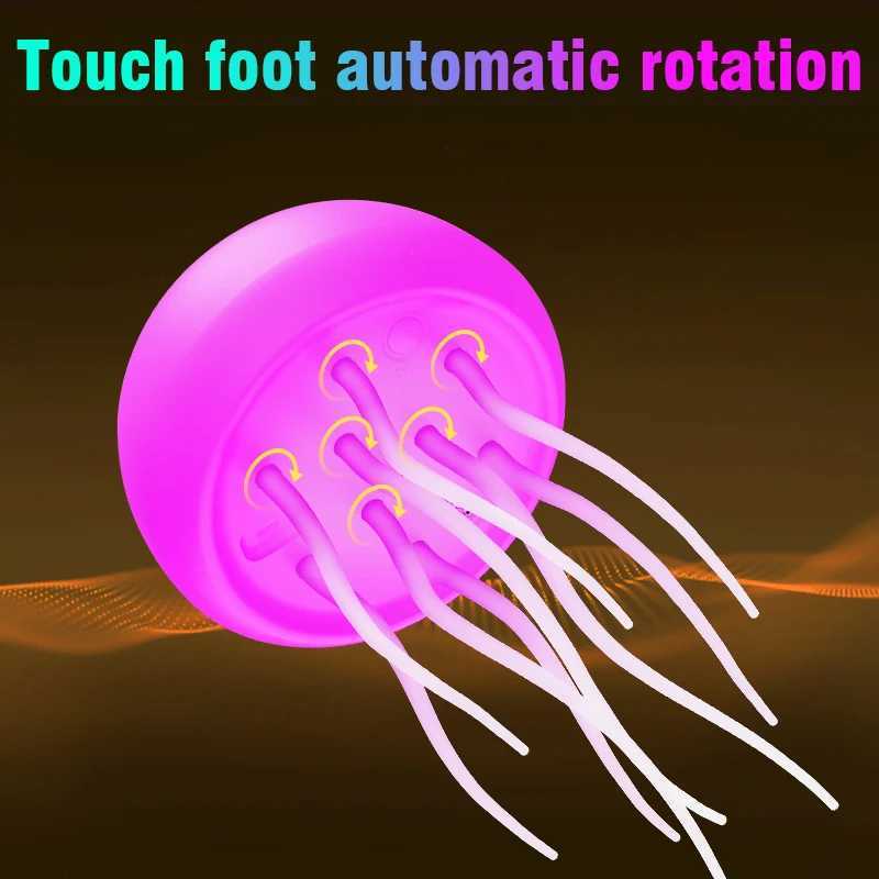 Jellyfish Cartoon LED Nihgt Light Voice Control Gradient Cute Rotating Jellyfish Hanging Bedside Lamp RGB Table Lamps Room Decor C251122