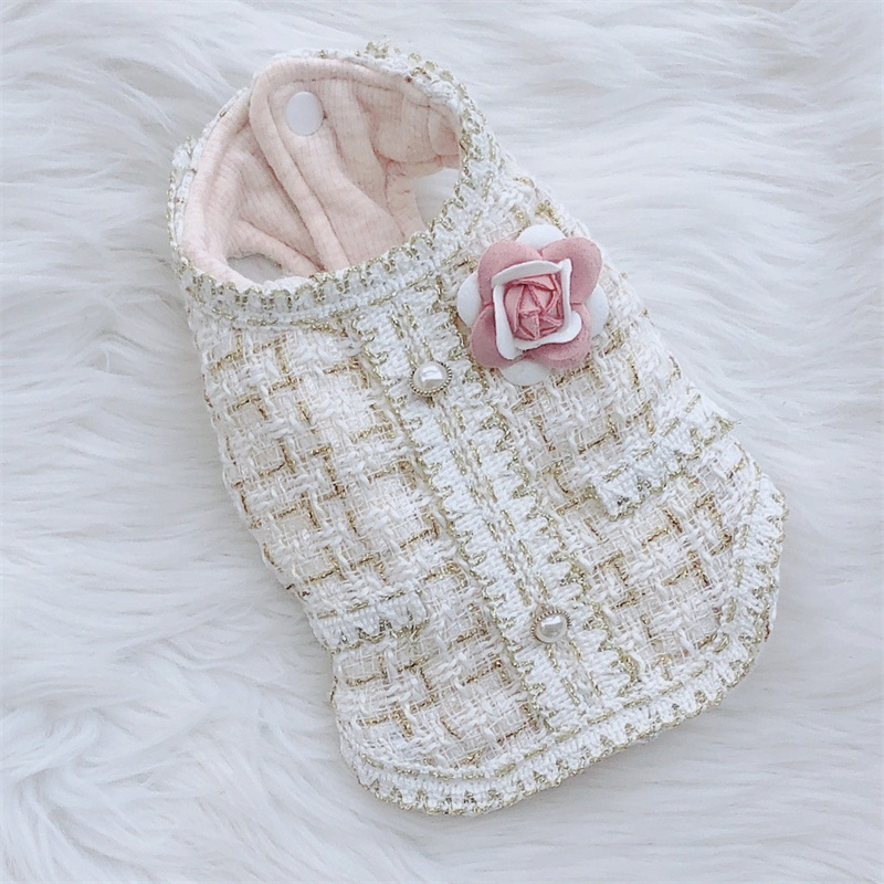 Designer Sweet Petco Bordered Fragrant Short Vest Coat for Dogs, Free Arm Puppy Jacket, Warm Fleece Dog Winter Clothes