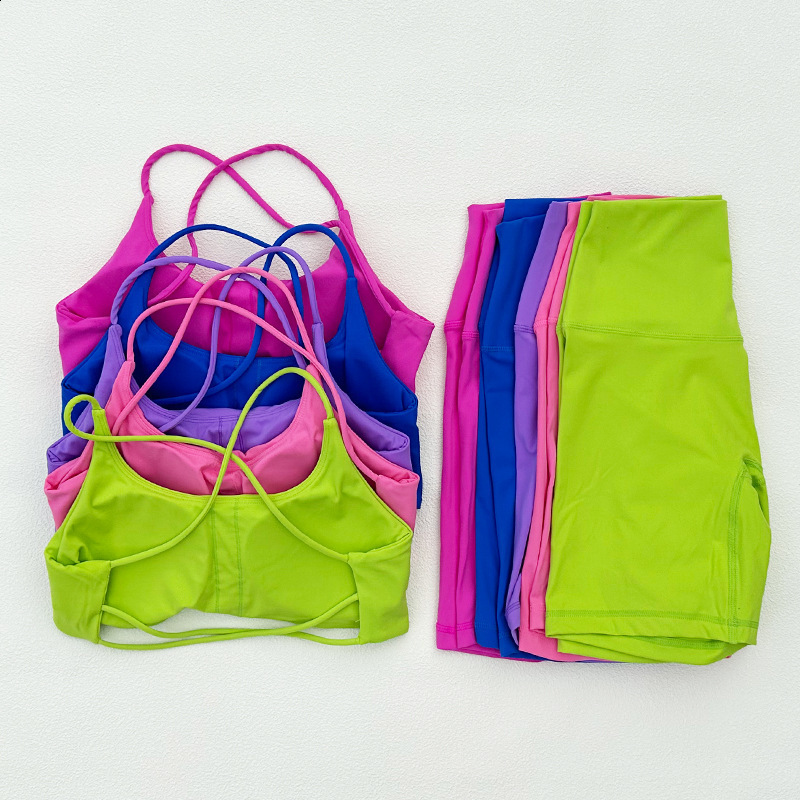 Ctenkevet Two-Piece Womens Sports Set Chest Crossover Yoga Clothes Female Gym Bandeau Sports Bra Suits Sport Outfit For Woman 250516