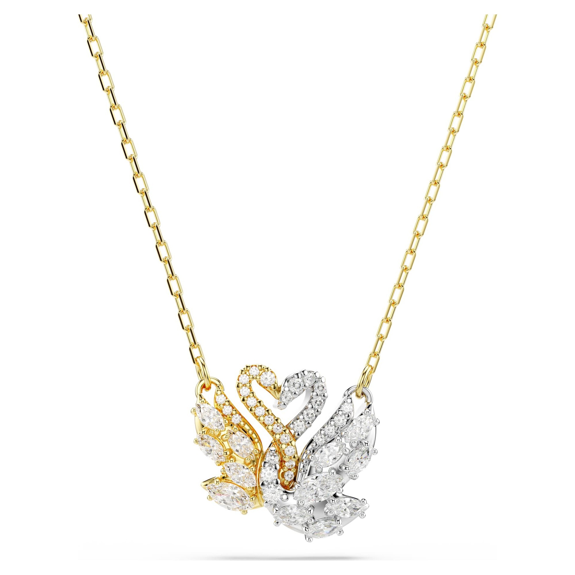 Gold Collection Jewellery Plated Interlocking Swan Design with Black Crystal Accents Matching Necklace Bracelet Earrings for Evening Banquet Gift High