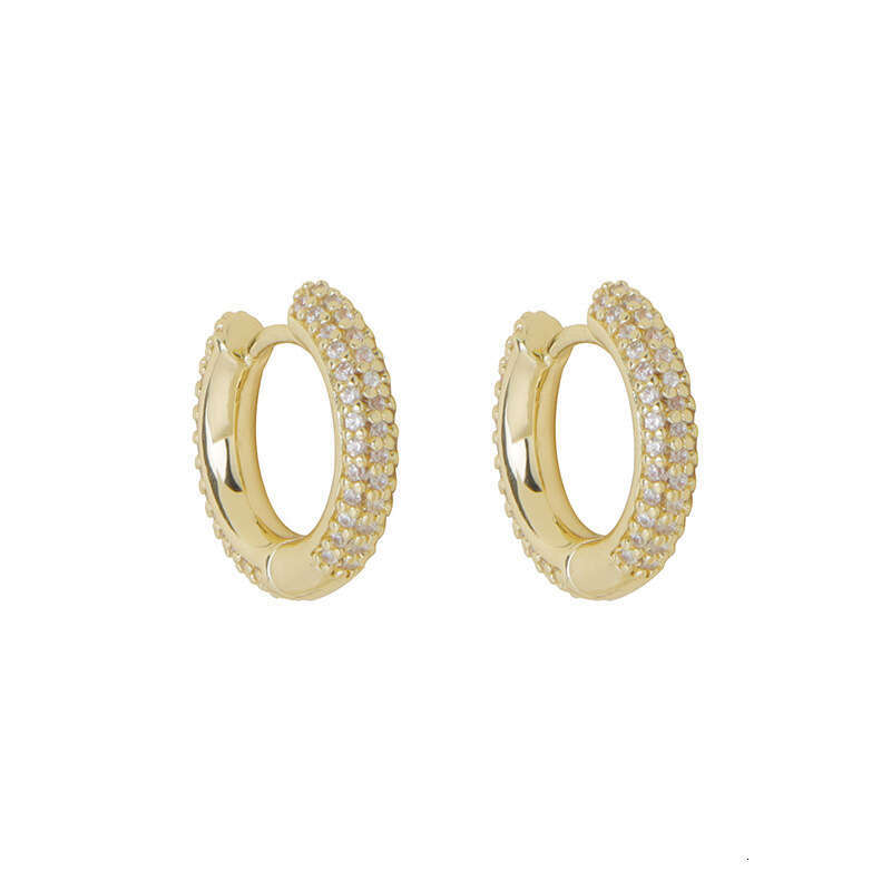 Ins Fashionable Super Shiny Rhinestone Hoop Earrings Minimalist Style Hoops Ear Clips High-end Elegant Light Fashion 2022