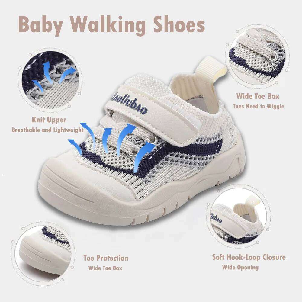 Toddler Boys Girls Barefoot Baby Knit Breathable Sneakers First Walking Slip on Shoes