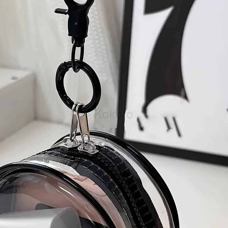 New Portable Clear Figure Display Keyring Bag Waterproof PVC Oval Hanging Blind Box Storage Bags Keychain Organizer Case M250912