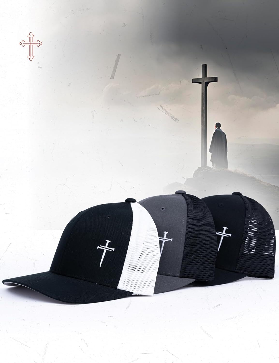 Christian Premium Jesus Hats for Men 3 Nails Cross Hat 6 Panel&Structured