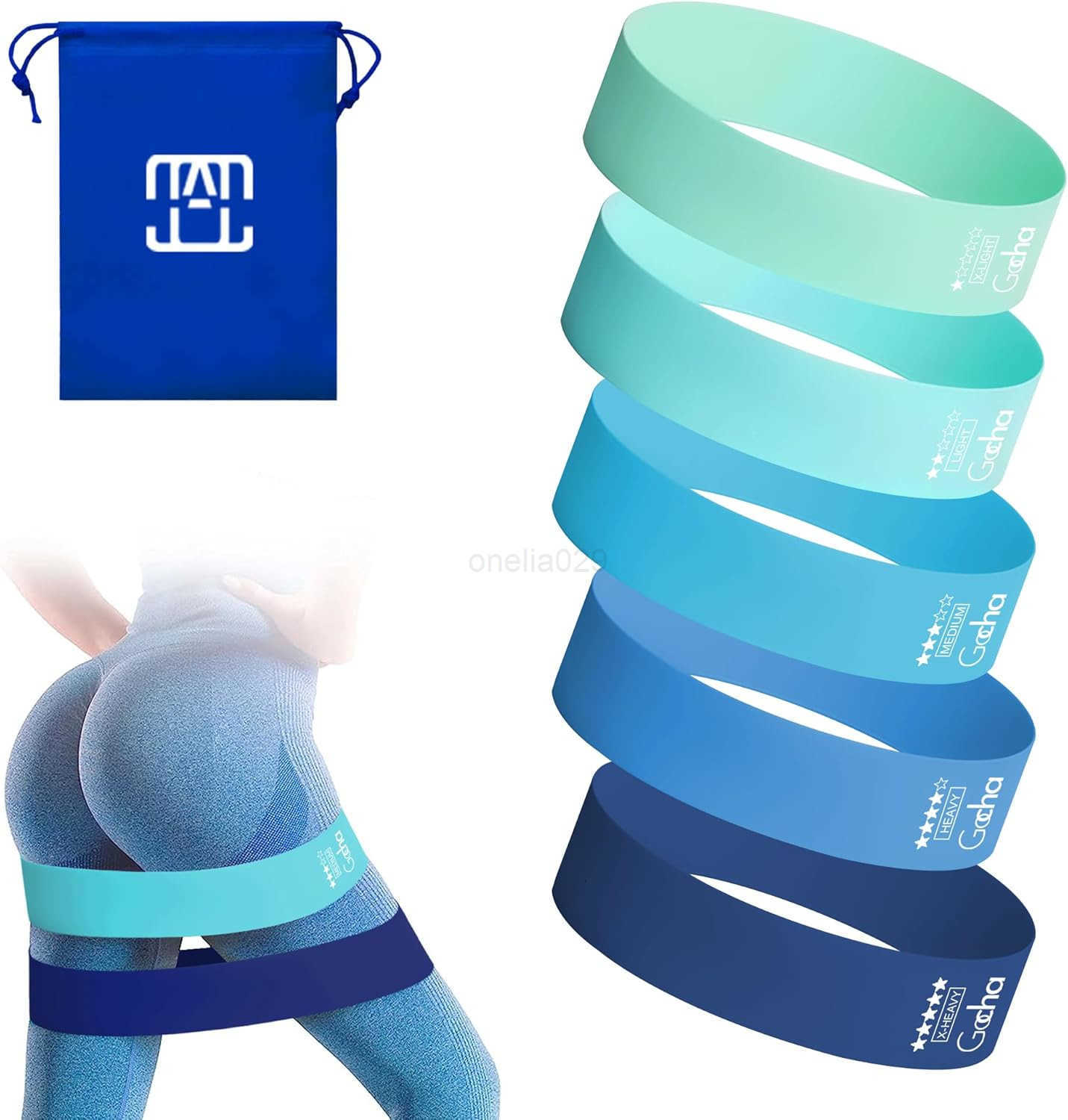 Resistance Bands Set 5 Pack Premium Natural Latex Loop Bands for Strength Training Home Workouts Physical Therapy Yoga Exercise Bands with Carry Bag X