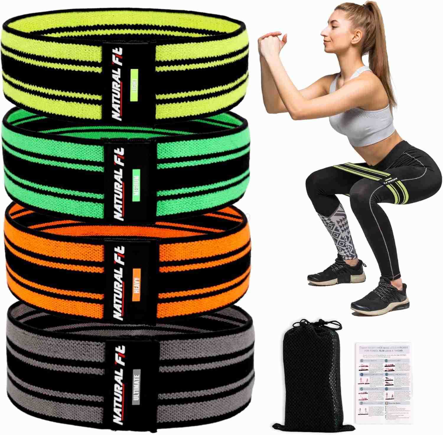 Resistance Bands Exercise Workout Bands for Legs and Butt Fabric 6 Set of Stretch Bands for Women and Men Exercise Loop Bands Yoga Pilates Rehab W2509