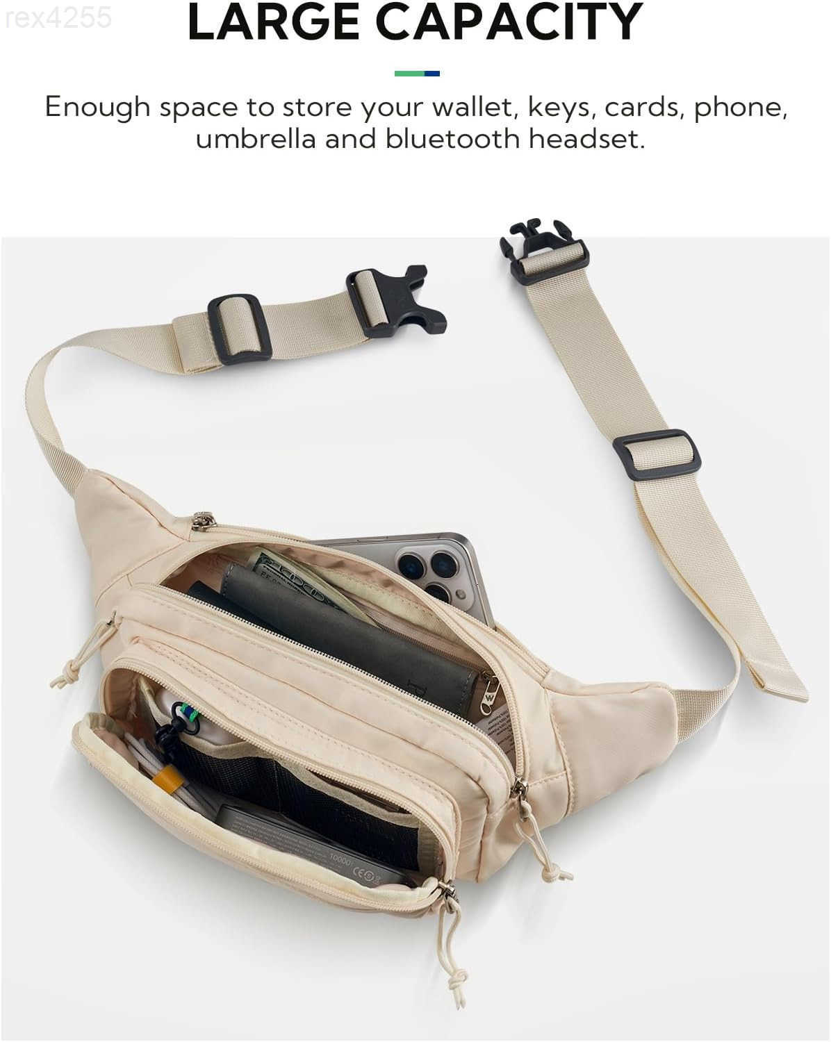 Fanny Pack Waist Packs Large Crossbody Fanny Packs for Women Men with 5 Zipper Pockets Adjustable Strap Waist Bags Hip Pack for Traveling Cycling Runn