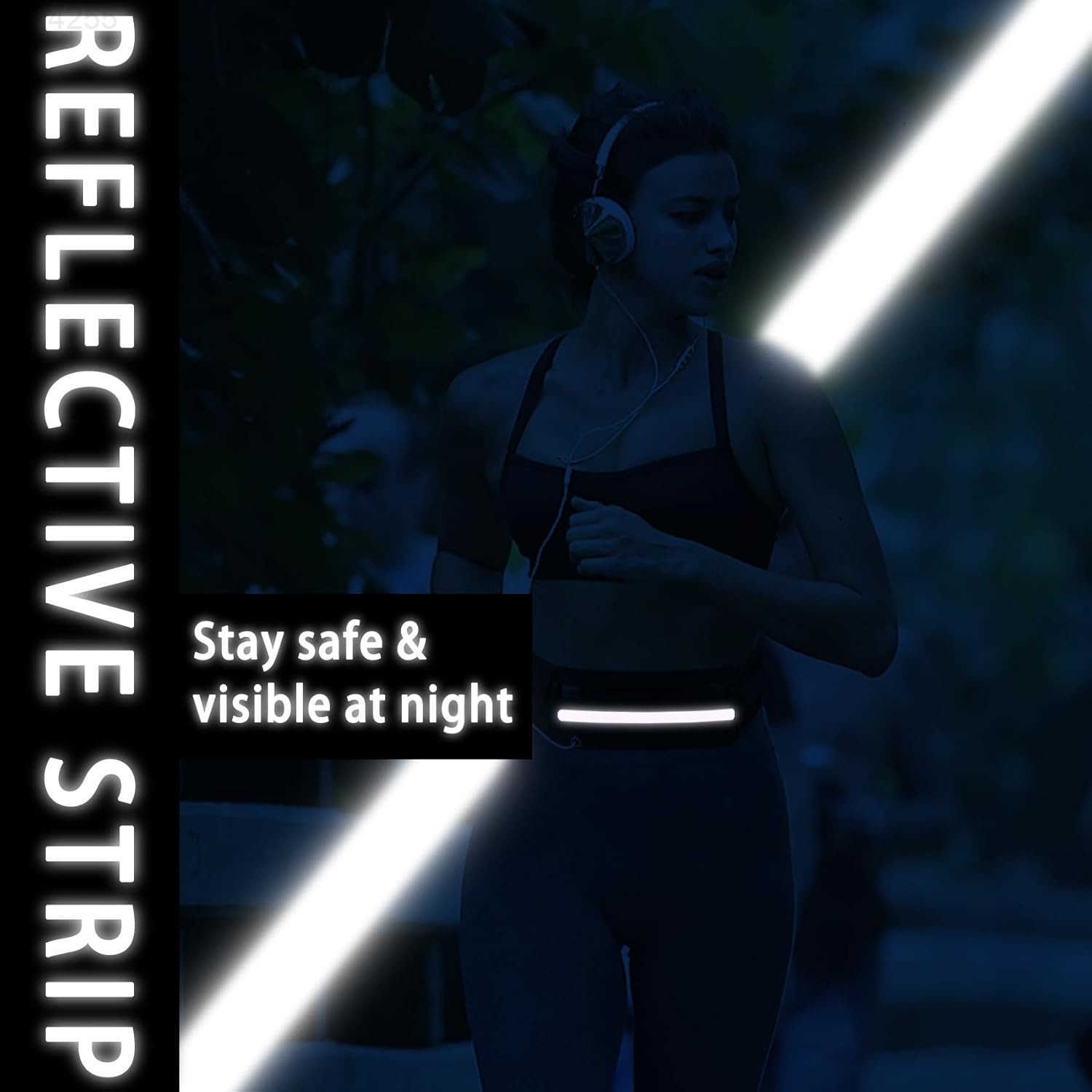 Slim Running Belt NoBounce Phone Holder for Women Man Waterproof Fanny Pack with QuickDry Pockets Night ReflectiveW250912