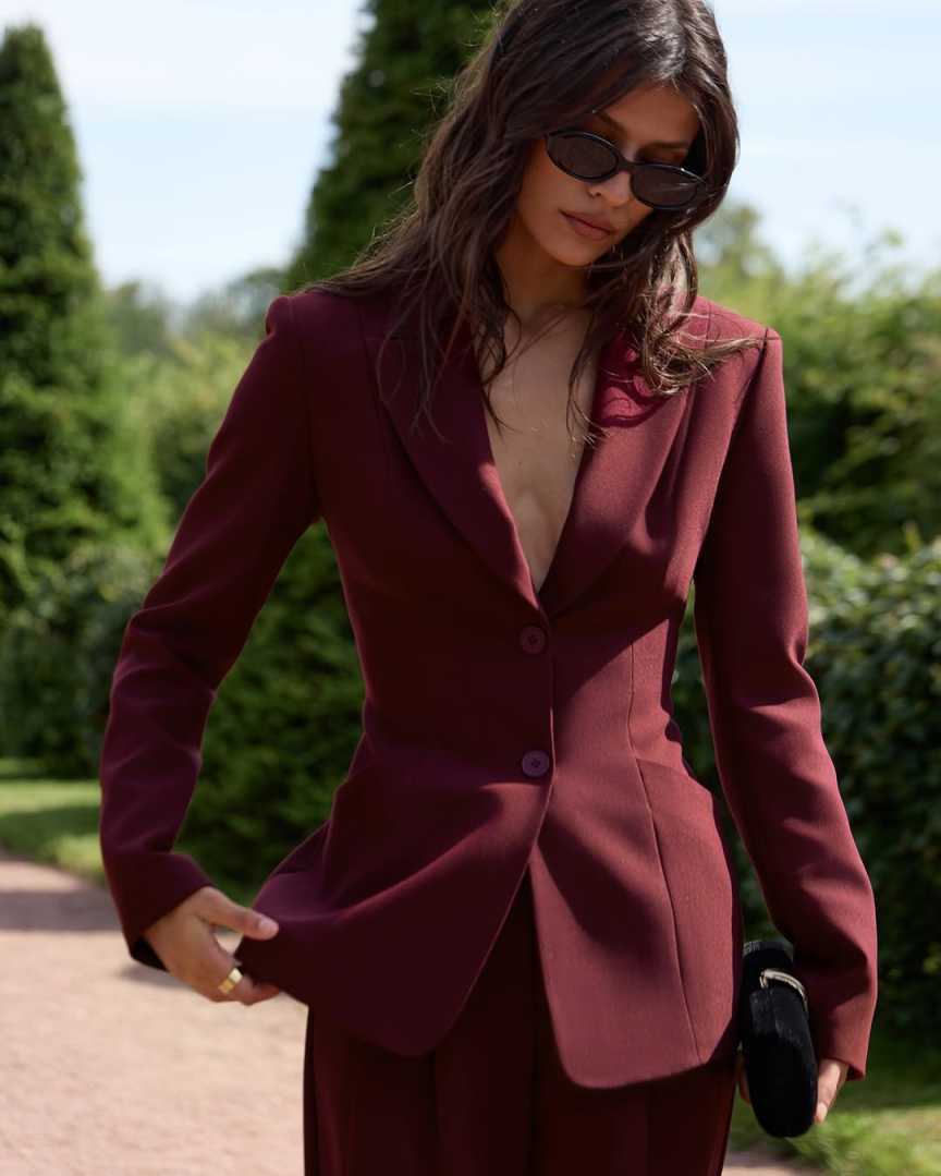 Slim Fit Women Pants Sets For Wedding Pretty Girl Evening Party Blazer Guest Wear Customized 2 Pieces