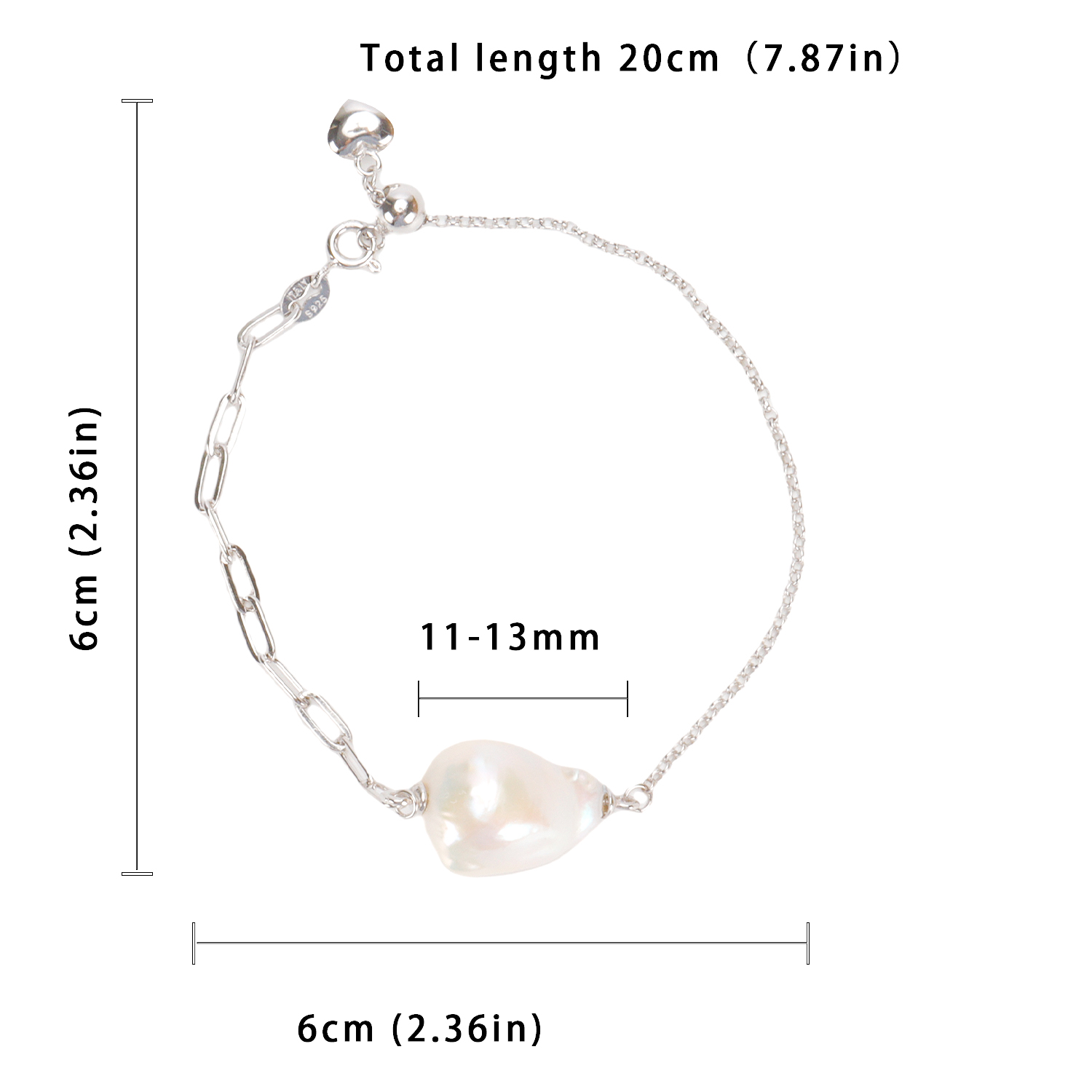 Natural Freshwater Baroque Pearl Bracelet Sterling Silver Freshwater Pearl Bracelet Stylish Layered Look Valentine's Day Gift