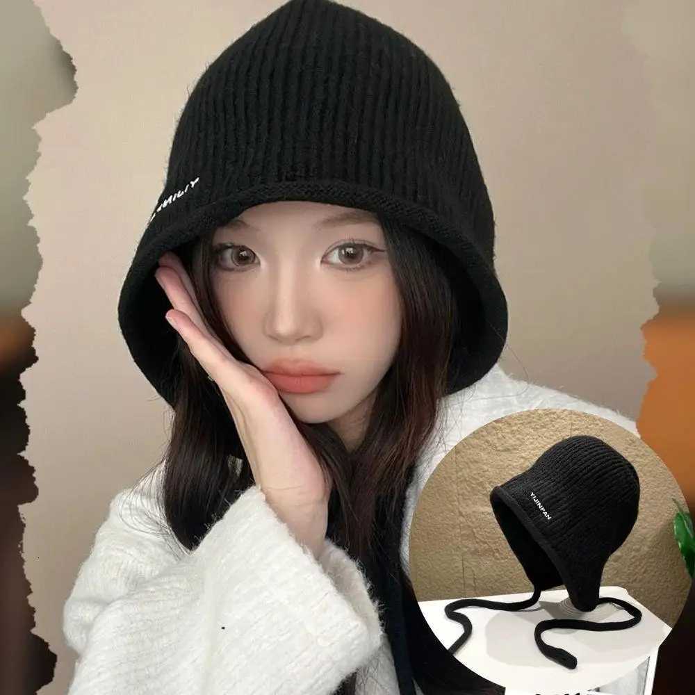 Hot Autumn Winter Wens Fashion Knit Hat Knitted Wool Ear Protection Solid Color Warm LaceUp Wens Bber Bonnets G250910