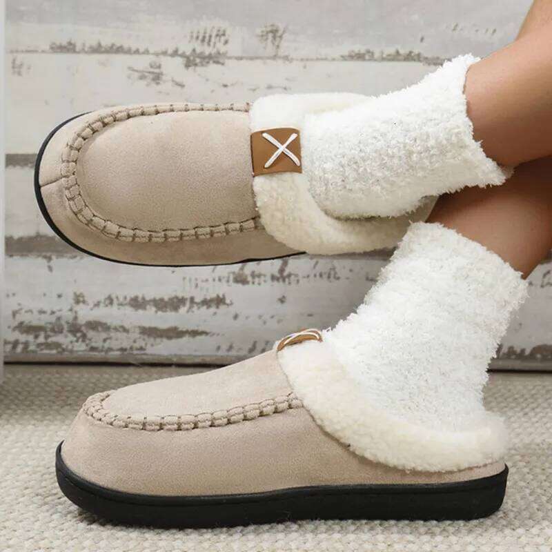 Winter Woman Warm Fashion Fluffy Fur Plush Women's Home Slippers Simple Indoor Cotton Shoes Footwear Female